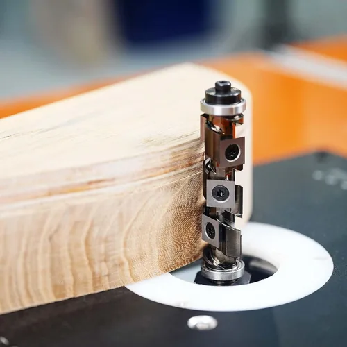 Vista 4 de SpeTool Broca de enrutador de carburo en espiral con vástago de 1/2 pulgada, 7 piezas de insertos de carburo reemplazables, patrón de doble