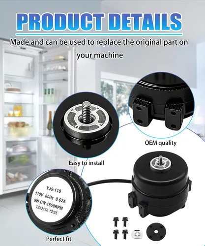 Vista 2 de 800448 830037 Motor del ventilador del evaporador compatible con refrigerador TR/UR, el motor del ventilador del condensador reemplaza 800448 830037