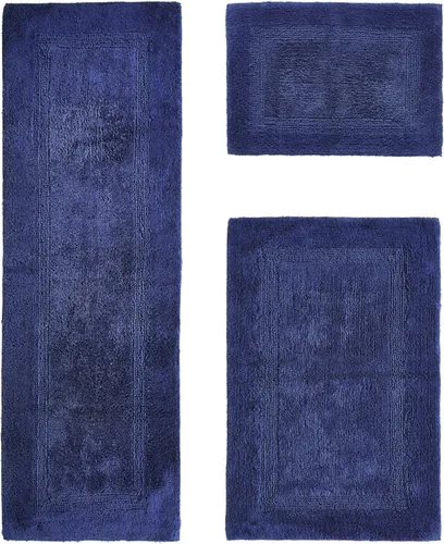 Vista 239 de Better Trends - Juego de 2 alfombras de baño 100% algodón, extra suaves, con borlas, de 17" x 24", alfombra de baño superabsorbente y reversible