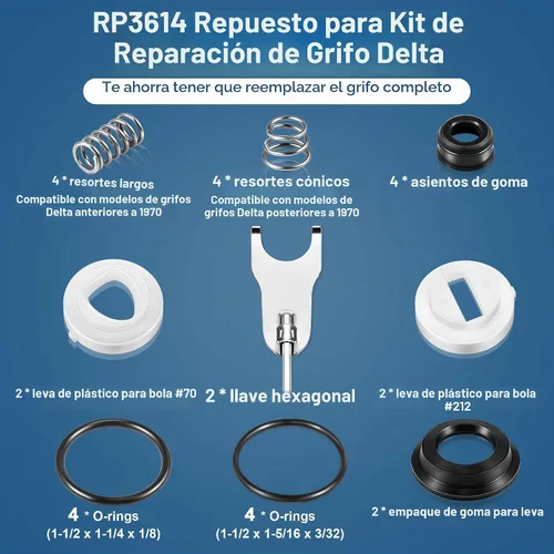 Vista 3 de Paquete de 2 kits de reparación de grifo de ducha de baño, compatible
