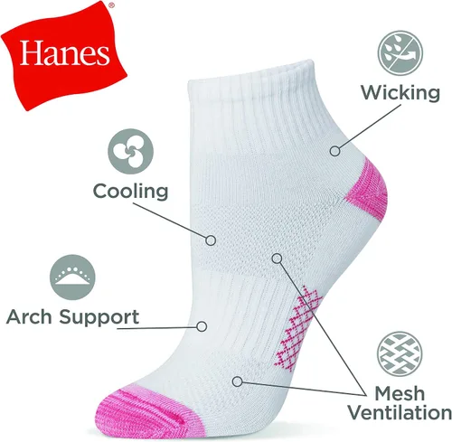 Vista 4 de Hanes Calcetines de tobillo ligeros y transpirables para mujer, paquete con 6 pares