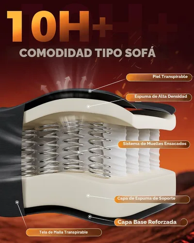 Vista 5 de GTPLAYER Silla de juegos grande y alta con reposapiés, silla de escritorio ergonómica de oficina con cojín de 4.4 pulgadas de grosor y asiento ancho