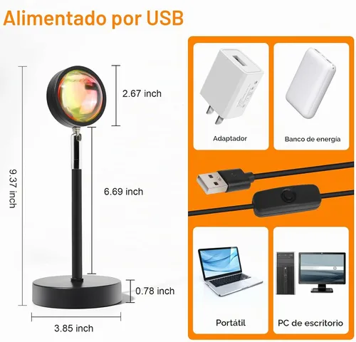 Vista 7 de Proyector de lámpara LED de puesta de sol, iluminación de estado de ánimo con cambio de 21 colores mediante aplicación y control remoto, iluminación