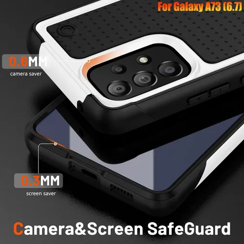 Vista 4 de Funda resistente para Samsung Galaxy A73 (5G) de 6.7 pulgadas, 4 esquinas con bolsas de aire [protección contra caídas de 12 pies], agarre