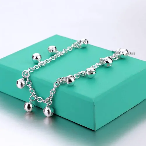 Vista 7 de H&Beautimer Tobillera de plata de moda con linda cadena de pie de campana para mujer, pulsera de tobillo de playa con cierre de langosta ajustable