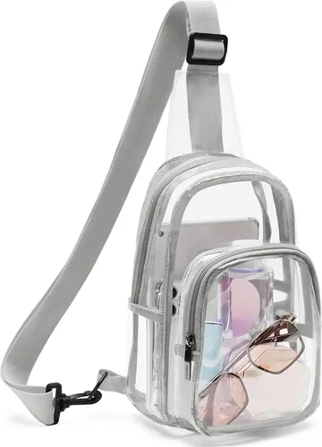 Vista 10 de TINYAT T9060 - Bolso bandolera transparente aprobado para estadios, bolso cruzado casual en el pecho para hombres y mujeres, T9060