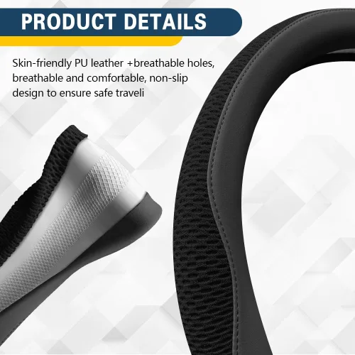 Vista 4 de Funda para Volante de Auto, Accesorios para Volante, Funda Universal de 15 Pulgadas de Microfibra Transpirable LCE de Seda, Protector Universal