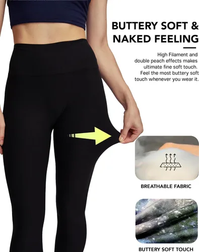 Vista 7 de Leggings sin costura frontal para mujer, pantalones de pilates de cintura alta suaves y con control de abdomen, pantalones de yoga de 25 pulgadas