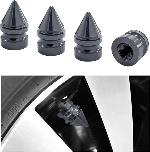 Vista 18 de Ziciner 4 piezas de tapas de válvula de neumático para automóvil, accesorios de aleación de aluminio con puntas, cubiertas de válvula de rueda