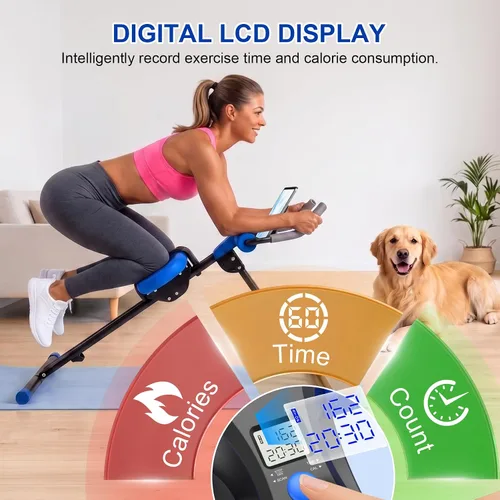 Vista 10 de Máquina de abdominales para gimnasio en casa, máquina de entrenamiento abdominal ajustable con 2 ajustes de inclinación y 5 niveles de altura