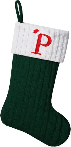 Vista 47 de Medias de Navidad personalizadas de 19 pulgadas con iniciales bordadas, medias de Navidad de punto negro para decoraciones de vacaciones familiares