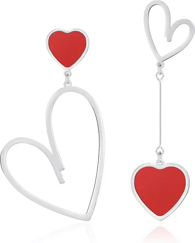 Vista 25 de Linawe Mismatched Heart Dangle Earrings for Women Trendy