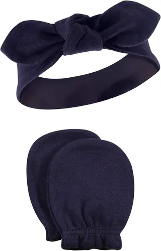 Vista 141 de Hudson Baby Conjunto de diadema de algodón y manoplas para rascar para bebé