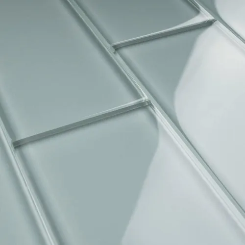 Vista 3 de Tenedos Ice Mist - Azulejo de vidrio gris brillante de 3 x 6 pulgadas, elegante azulejos de pared y protector contra salpicaduras para baño, cocina
