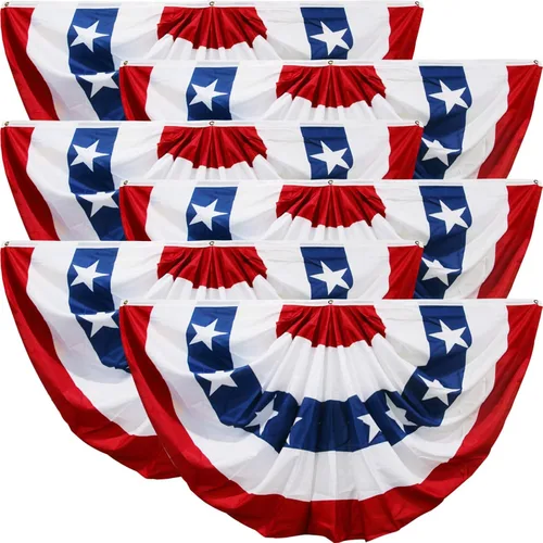Vista 14 de HOOSUN Decoraciones del 4 de julio, banderines de bandera estadounidense para exteriores, decoraciones patrióticas del 4 de julio de 1.5 x 3 pies