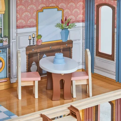 Vista 7 de KidKraft Charlotte Classic - Casa de muñecas de madera con 15 accesorios, para muñecas de 12 pulgadas