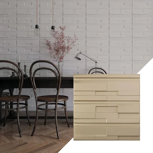 Vista 28 de Ekena Millwork 19 5/8 pulgadas de ancho x 19 5/8 pulgadas de alto, ladrillo desplazado EnduraWall decorativo 3D, cobre envejecido