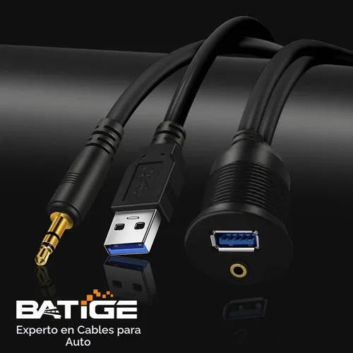 Vista 3 de Paquete de 2 cables USB 3.0 y 0.138 in para montaje en automóvil de 0.138 in + extensión AUX USB 3.0 para tablero de salpicadero, cable de montaje