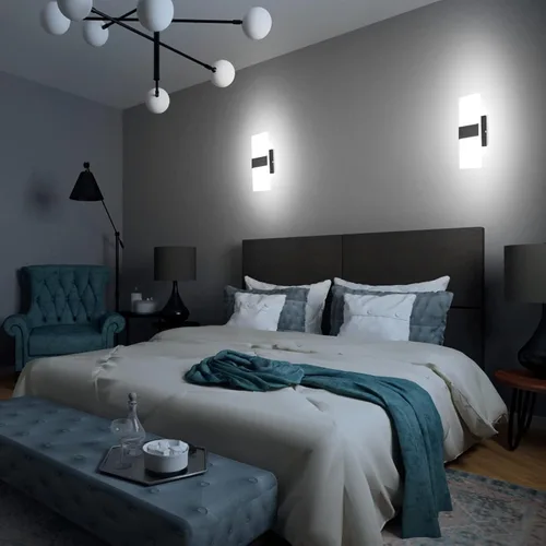 Vista 5 de TRLIFE Apliques de pared regulables, juego de 2 apliques de pared modernos con cableado integrado, luces montadas en la pared de 12W, 6000K, LED