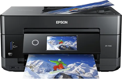 Vista 2 de Epson Expression Premium XP-7100 Impresora fotográfica inalámbrica a color con ADF, escáner y copiadora, negro, pequeño y papel fotográfico premium