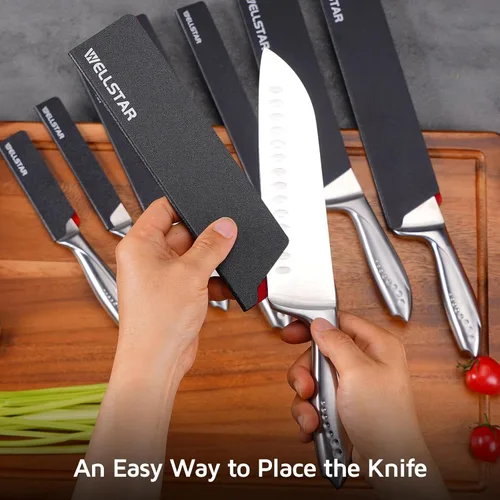 Vista 3 de WELLSTAR - Juego de protectores de filo de cuchillo, 11 piezas de fundas universales para cuchillas, fundas protectoras de cuchillas de ABS libres