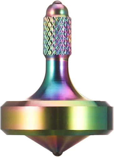 Vista 7 de Exquisita parte superior giratoria de metal, juguete para ansiedad de acero inoxidable muy bien mecanizado, equilibrio perfecto durante más de 9