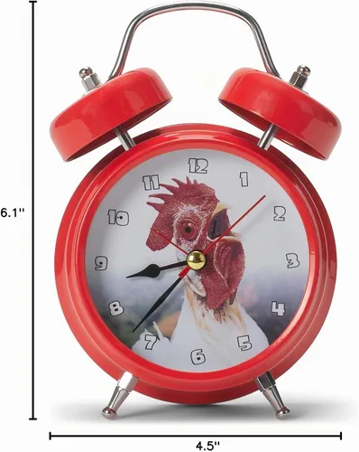 Vista 7 de Mark Feldstein Wacky Wakers - Reloj despertador de gallo rojo, 6 pulgadas