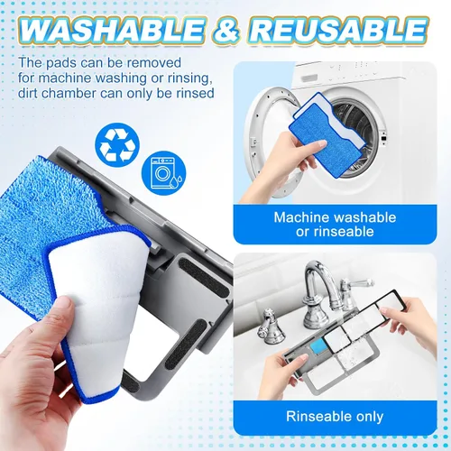 Vista 6 de KEEPOW Recambios de paños de fregona reutilizables Compatibles con Shark VACMOP VM252 VM200 VM401 VM180 VM252GN VC205 VM250 Aspiradora sin cable