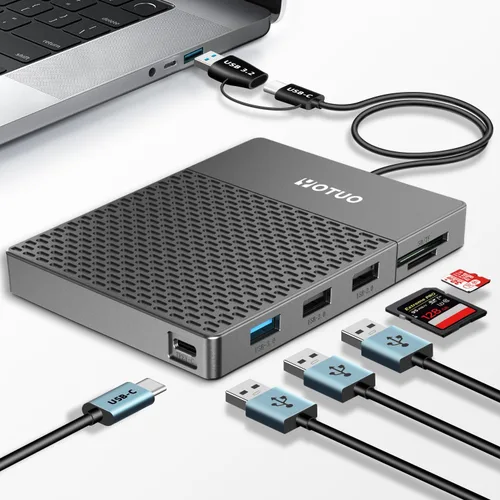 Vista 9 de YOTUO Disco Duro Externo de 1TB, Hub Multipuerto USB C HDD 7 en 1, USB 3.0, Lector de Tarjetas SD/TF, Estación de Acoplamiento, Disco Duro