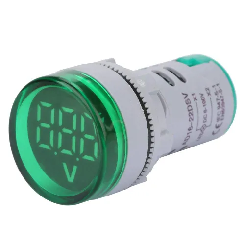 Vista 7 de YWBL-WH DC 6-100V Digital LED Voltímetro Medidor de Voltaje Redondo Luz Indicadora para Batería de Coche Motocicleta Panel Solar Monitoreo de Voltaje