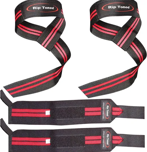 Vista 11 de Rip Toned Wrist Wraps & Lifting Straps Combo – Dynamic Duo Push & Pull Support for Weightlifting – Wrist Support Wraps + Padded Grip Straps for
