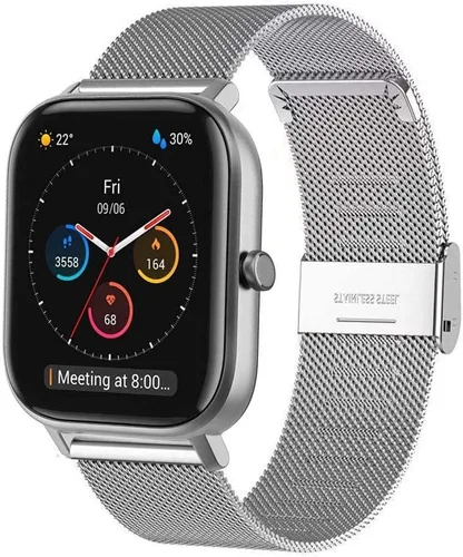 Vista 8 de ViCRiOR Correa de repuesto para Amazfit GTS/2/2 Mini/2e/3/4 Mini/4, correa de repuesto de malla de acero inoxidable para Amazfit Bip/Bip U Pro/Bip