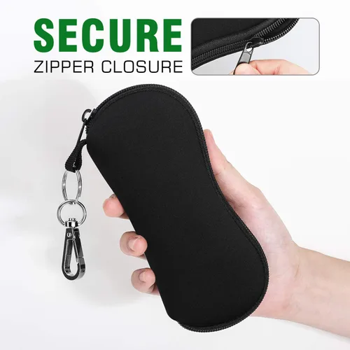 Vista 7 de MoKo Estuche suave para lentes de sol, paquete de 2, estuche de neopreno portátil ultraligero con cremallera para gafas, caja de seguridad