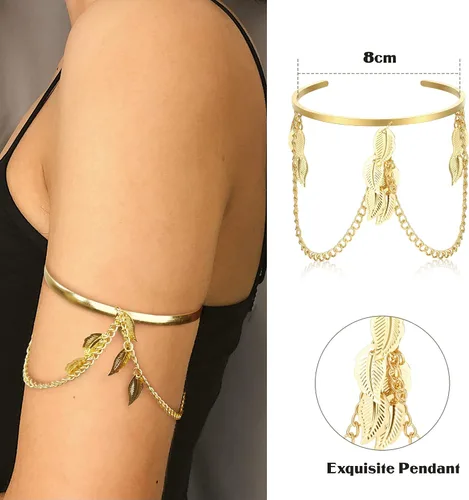 Vista 2 de THUNARAZ Gold Arm Cuff Bracelet for Women Arm Bracelet Upper Arm Band Bangle Bracelet Minimalist Simple Adjustable Greek Armlet Wedding Party Jewelry