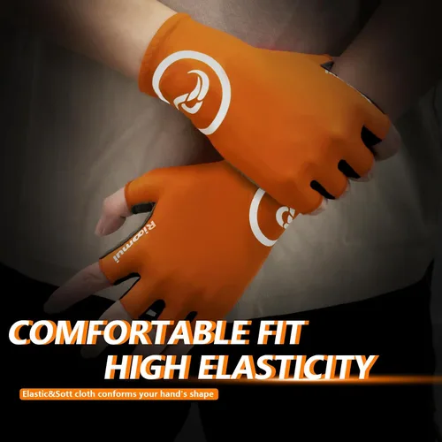 Vista 8 de Guantes de ciclismo para hombres y mujeres, guantes de ciclismo sin dedos, antideslizantes, 0.197 in, acolchados, absorben los golpes, transpirables