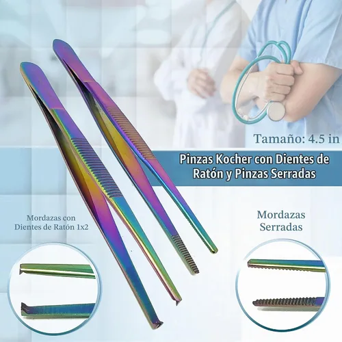 Vista 2 de A2ZScilab - Kit de disección avanzada de 23 piezas, multicolor, arco iris, biología y anatomía, estudiantes de ciencias de acero inoxidable, estuche