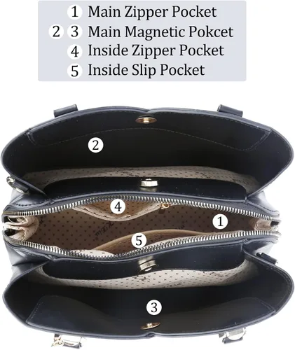Vista 6 de KKXIU Monederos y bolsos de mano con triple compartimento para mujer, bolso de mano con asa superior