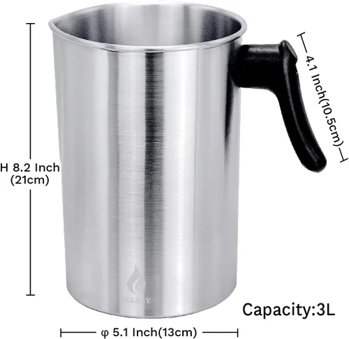 Vista 2 de AGLARY Olla para hacer velas, jarra de fundición de cera de vela de aluminio de doble caldera, capacidad para 4 libras de cera, con mango resistente