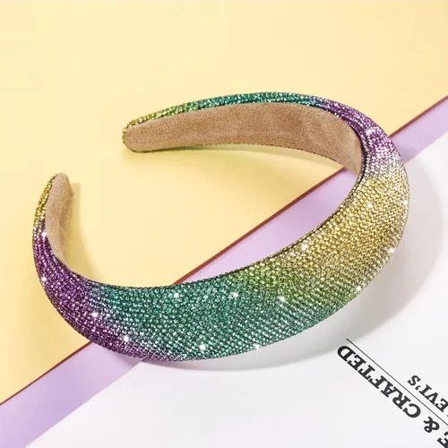Vista 5 de FAERLIIRY Diadema de Mardi Gras con diamantes de imitación brillantes para mujer, para carnaval, desfile de carnaval, banda ancha acolchada