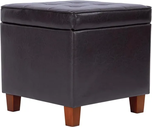 Vista 21 de HomePop Otomana Clásica Cuadrada de Almacenamiento con Tapa Desmontable Otomana con Almacenamiento para Sala de Estar y Dormitorio, Patrón de Negro