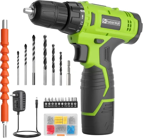 Vista 11 de FADAKWALT Juego de destornilladores inalámbricos de 12 V, kit de herramientas eléctricas de 179 piezas con batería y cargador, portabrocas sin llave