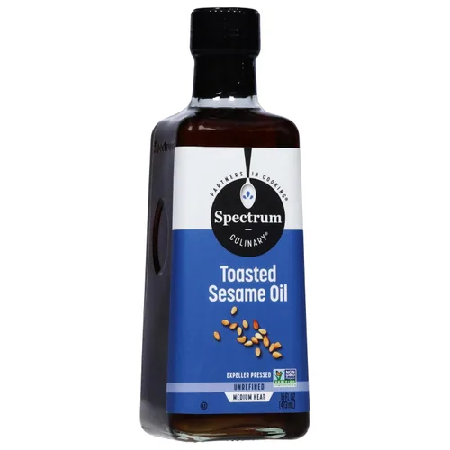 Vista 4 de Spectrum Culinary, Aceite de sésamo tostado, sin refinar, 16 onzas (paquete de 12)