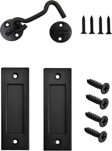Vista 10 de Running Black - Juego de tiradores de dedo para puerta corrediza de granero de 6 pulgadas Mango invisible moderno y simple con parte inferior