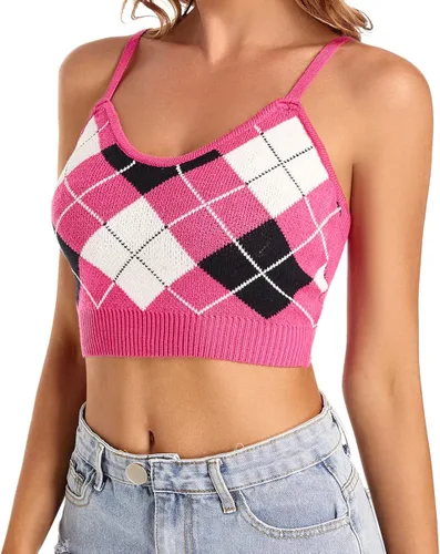 Vista 3 de Camiseta corta para mujer, bonita camiseta sin mangas con cuello halter, acanalado, sexy, corsé para adolescentes y niñas