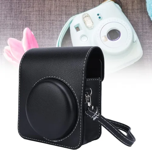 Vista 2 de i - Funda de piel sintética para cámara Instax Mini 40, funda protectora delgada para cámara digital con correa de hombro ajustable, Negro -, Fine