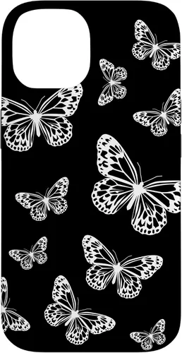 Vista 4 de Cute White Butterflies Black Background Case for iPhone 17