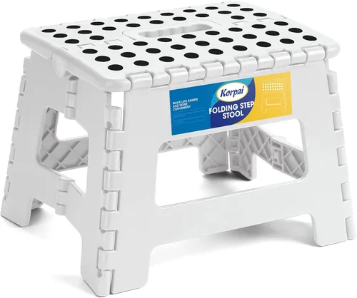 Vista 27 de Korpai Taburete plegable de 9 pulgadas para adultos, niños, taburetes plegables antideslizantes con mango portátil, taburete plegable de plástico