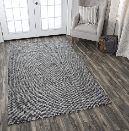 Vista 2 de Rizzy Home Brindleton - Alfombra de tweed negro/marfil de 2 pies 6 pulgadas x 8 pies