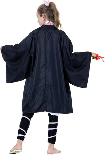 Vista 7 de SAMDIGO Disfraz de anime rosa para cosplay, kimono, trajes de capa, cinturón, mangas para piernas, Halloween, Navidad
