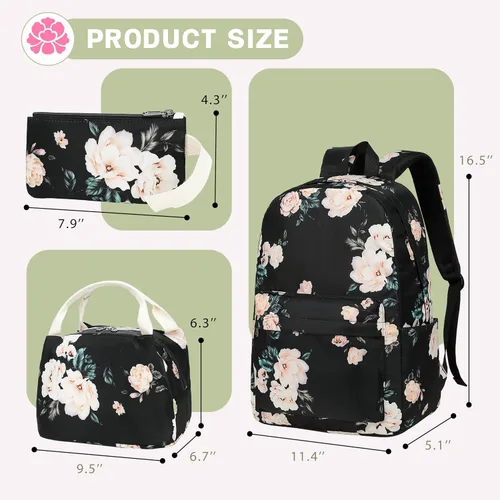Vista 11 de Bluboon Juego de mochila para adolescentes, mochila escolar para niñas, lonchera y lápices, bolsas para estudiantes, 3 en 1